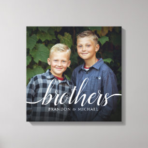 Custom Siblings Brothers Photo Handwriting Canvas Print