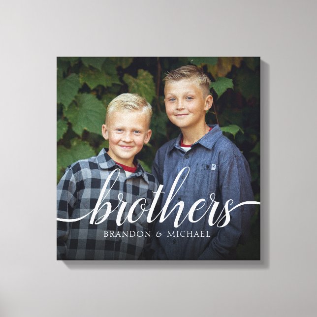 Custom Siblings Brothers Photo Handwriting Canvas Print (Front)