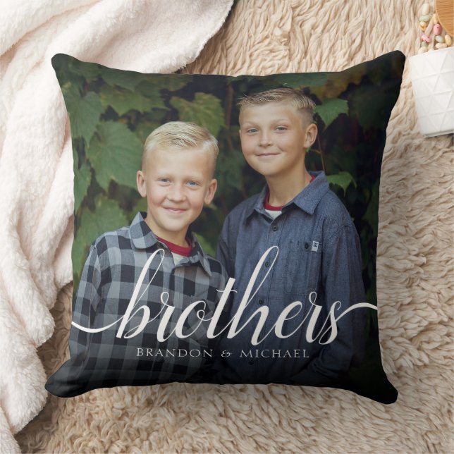 Custom Siblings Brothers Photo Handwriting Cushion (Blanket)