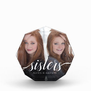 Custom Siblings Sisters Photo Handwriting Block