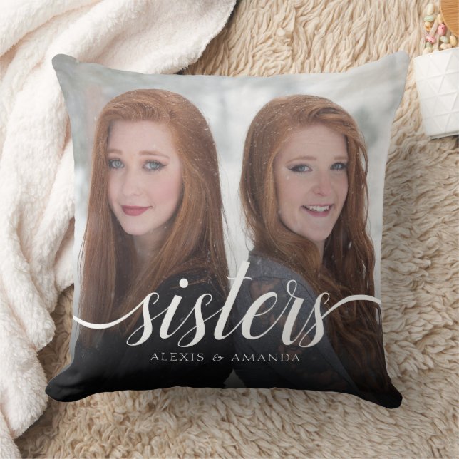 Custom Siblings Sisters Photo Handwriting Cushion (Blanket)
