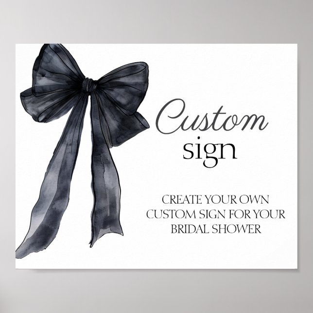 Custom Sign Black bow french bridal shower sign (Front)
