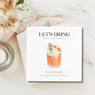 Custom Signature Cocktail Wedding Napkins 