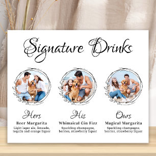 Custom Signature Drinks Elegant Dog Pet Wedding Poster