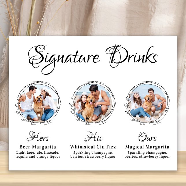 Custom Signature Drinks Elegant Dog Pet Wedding Poster (Creator Uploaded)