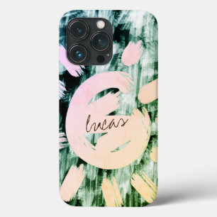 Custom Signature Faux Greenery Abstract Monogram iPhone 13 Pro Case
