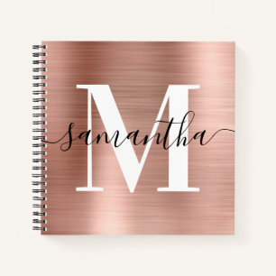 Custom Signature Monogram Photo Rose Gold Foil Notebook