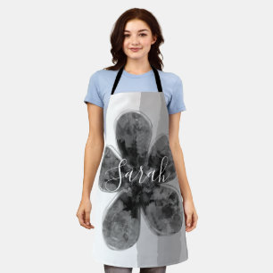 Custom Signature name black Floral Abstract Apron