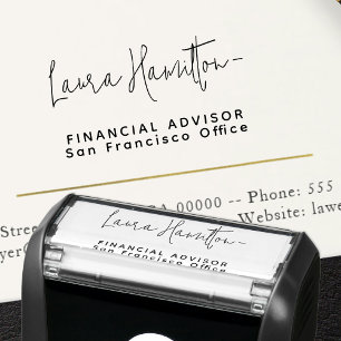 Custom signature name job title company self-inking stamp