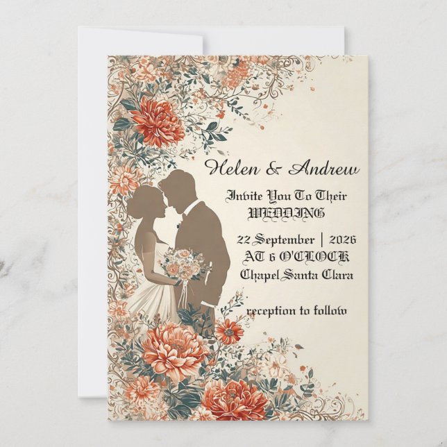 🌿 Custom Silhouette Design With Soft Floral Accen Invitation (Front)