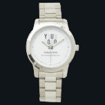 Custom Silver Business Company Logo Promotional Watch<br><div class="desc">Custom silver company logo watch featuring a company logo, a name and a website/tagline. Perfect for promoting your business.</div>