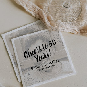 Custom Silver Glitter Photo Birthday Party Napkin