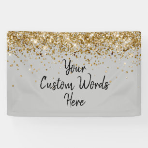 Custom Silver & Gold Birthday Party Photo Booth Banner
