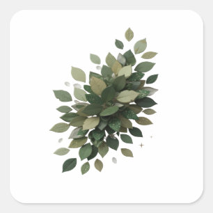 Custom Silver GREEN LEAVES Sticker Art
