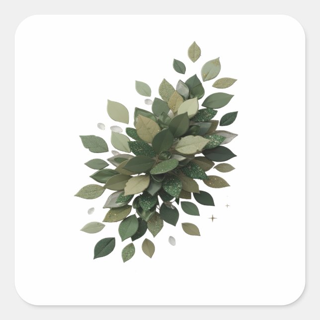 Custom Silver GREEN LEAVES Sticker Art (Front)