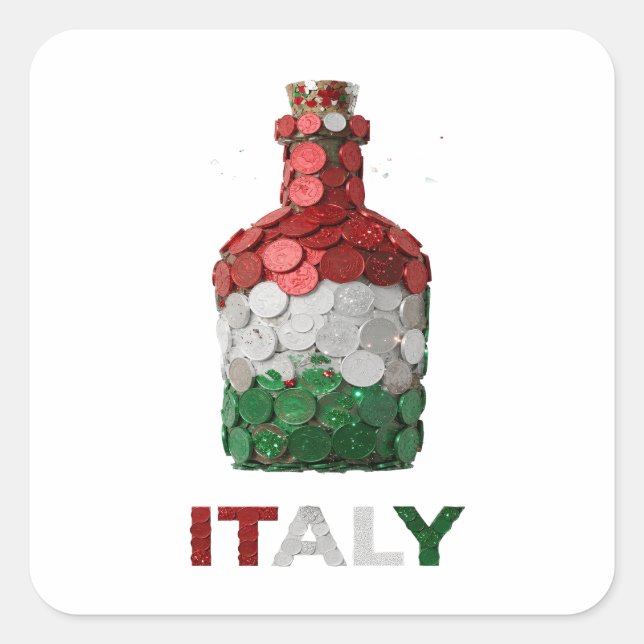 Custom Silver ITALY Square Sticker (Front)