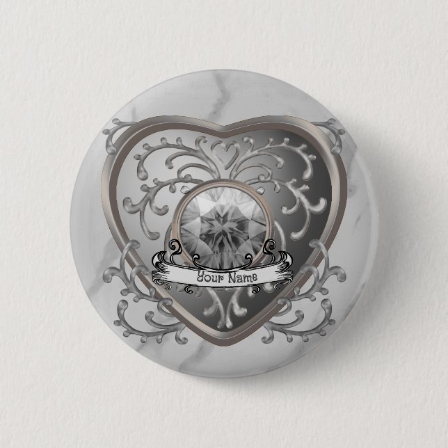 Custom Silver Jewel Fairy Heart  6 Cm Round Badge (Front)