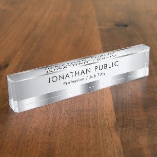 Custom Silver Look Glamourous Elegant Modern Nameplate