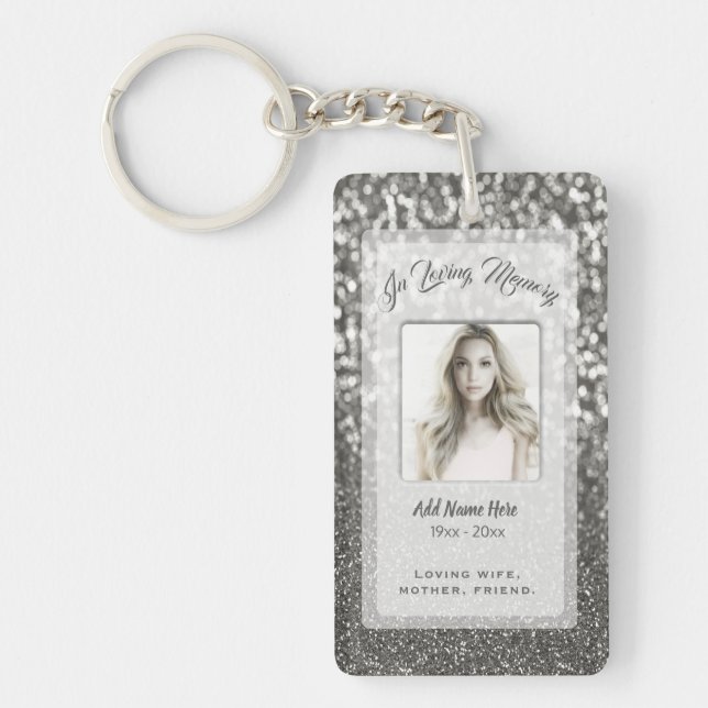 Custom Silver Memorial Add Photo Key Ring (Front)