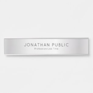 Custom Silver Name Template Elegant Modern Long Door Sign