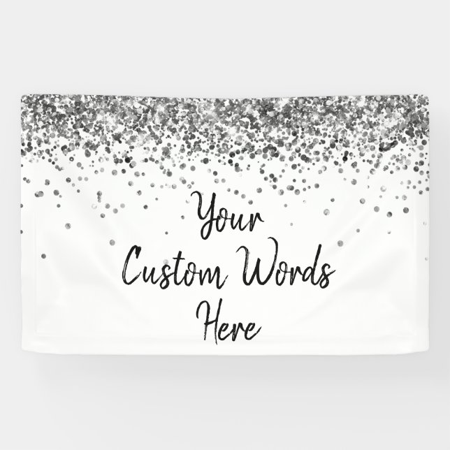 Custom Silver Personalised Photo Booth Birthday Banner (Horizontal)