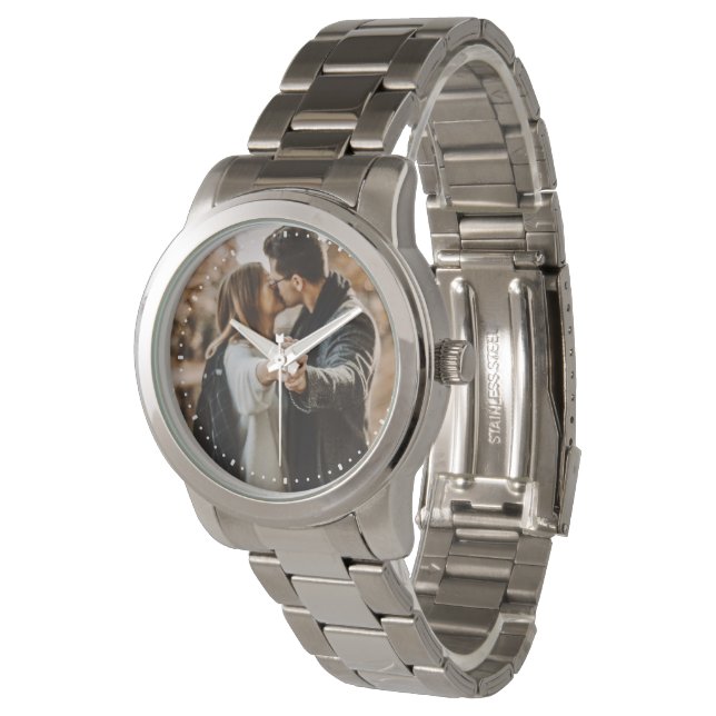 Custom Silver Photo Watch (Angled)