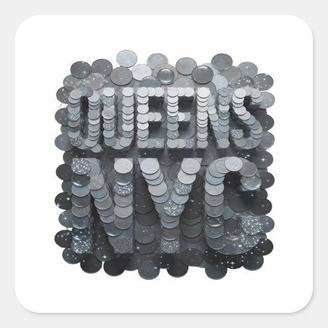 Custom Silver QUEENS NYC Craft Sticker (Front)
