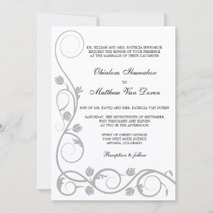Custom Silver Swirls Wedding Invitation