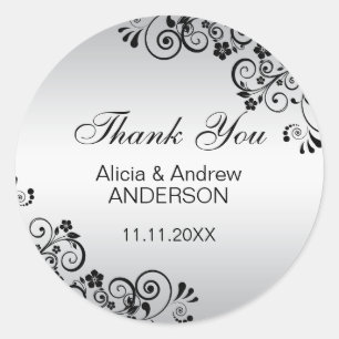 Custom Silver Wedding Anniversary Thank You Classic Round Sticker