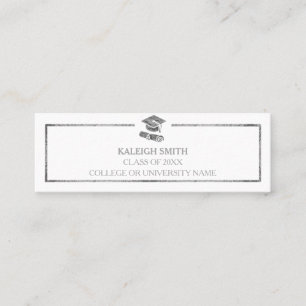 Custom Silver White Graduation Insert Name Card