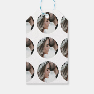 custom simple add circular photo collage add name  gift tags