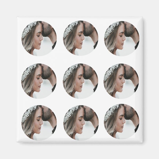 custom simple add circular photo collage add name  magnet (Front)