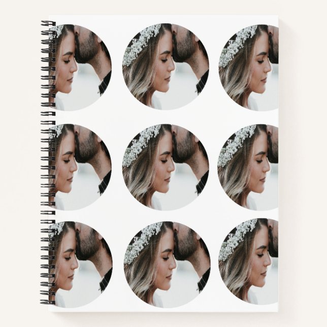 custom simple add circular photo collage add name  notebook (Front)