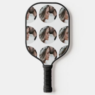 custom simple add circular photo collage add name  pickleball paddle