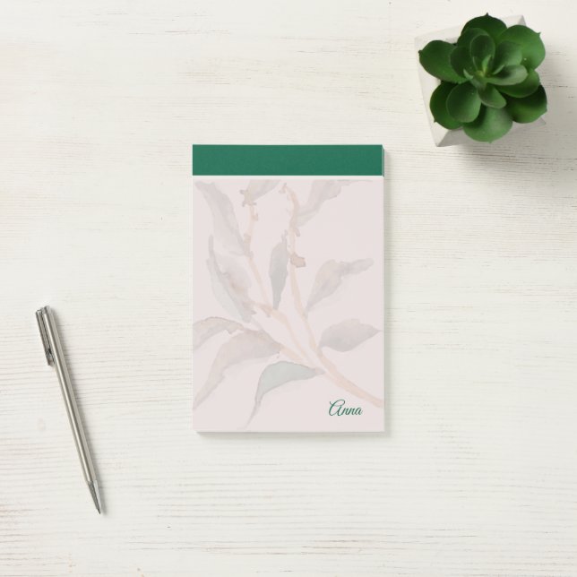 Custom simple background natural green  post-it notes (Office)