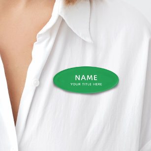 Custom Simple Basic Modern Bright Green Title Name Tag