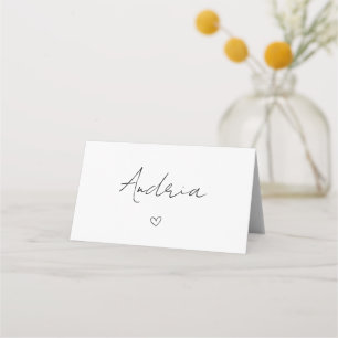 Custom Simple Black and White Wedding Place Card