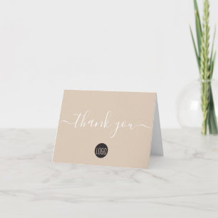Custom simple business logo customer beige thank you card