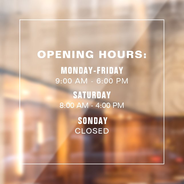 Custom Simple Business Logo Opening Times Template (Sheet 2)