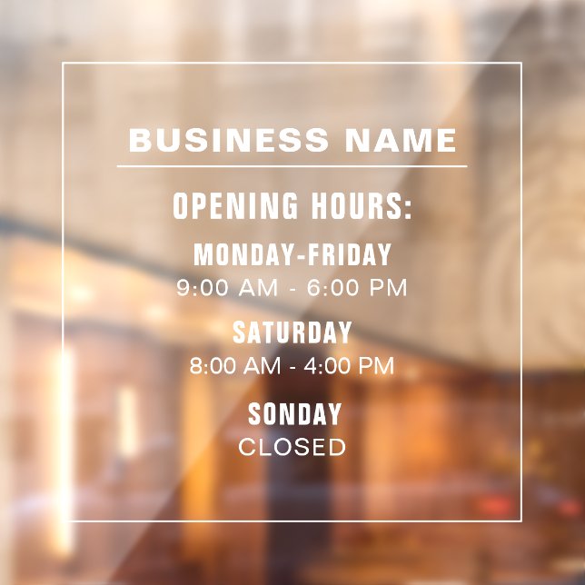 Custom Simple Business Opening Times Template (Sheet 2)