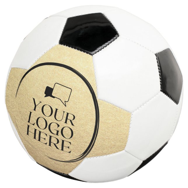 Custom simple clean business gold your logo here soccer ball (Three Quarter)
