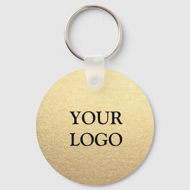 Custom Simple Clean Gold Business Your Logo Here Key Ring (Front)