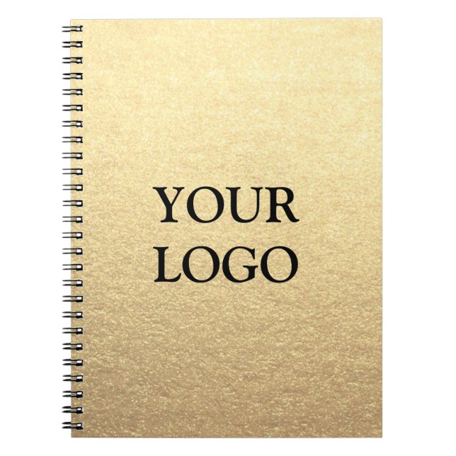 Custom Simple Clean Gold Business Your Logo Here Notebook (Front)