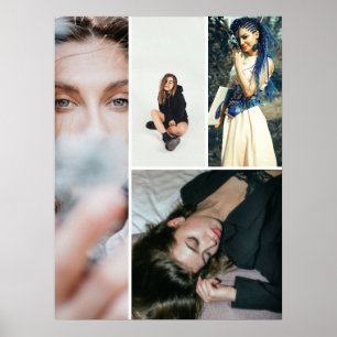 Custom Simple Collage Grid 4 Photos Poster