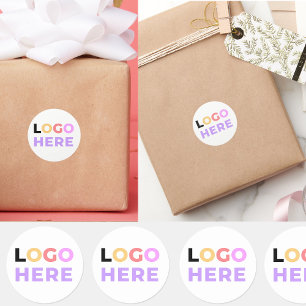 Custom Simple Company Logo Here   Elegant Minimal Classic Round Sticker