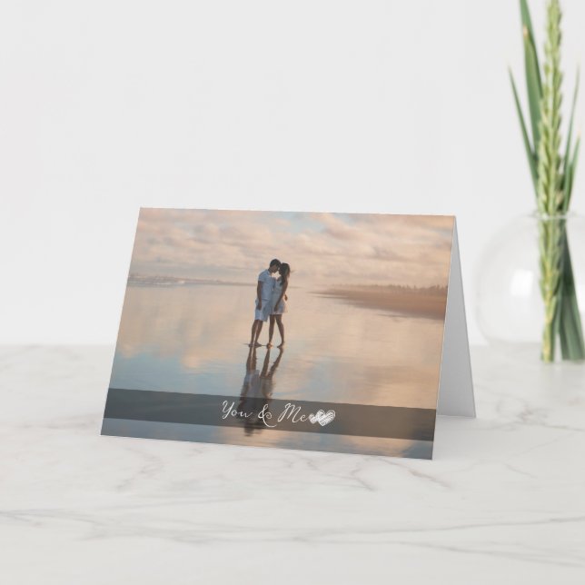 Custom Simple Couples Photo Folded Holidays Card (Front)