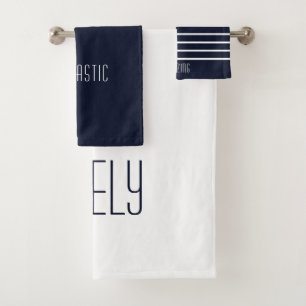 Custom Simple Cute Navy Family  Bath Towel Set