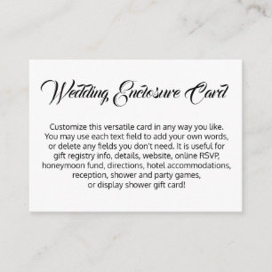 Custom, Simple DIY Black & White Wedding Enclosure Card