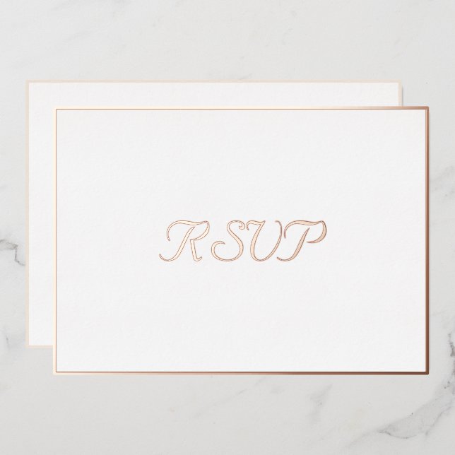 Custom Simple Elegant Party RSVP White Rose Gold (Front/Back)