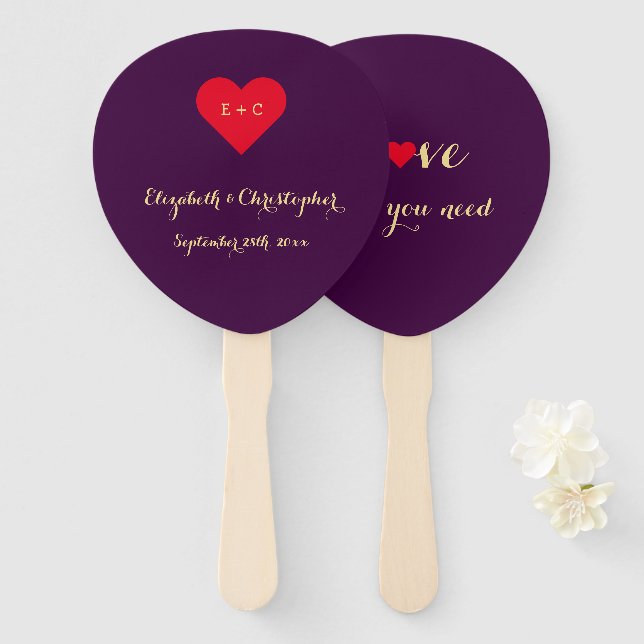 Custom Simple Elegant Summer Wedding Bride Groom Hand Fan (Front and Back)
